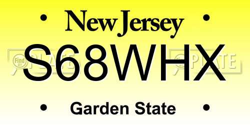 S68WHX New Jersey License Plate