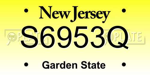 S6953Q New Jersey License Plate