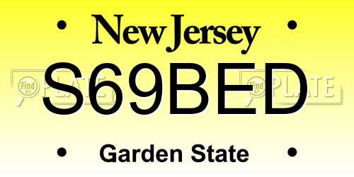 S69BED New Jersey License Plate