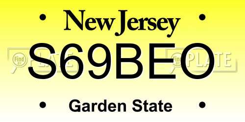S69BEO New Jersey License Plate