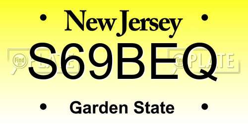 S69BEQ New Jersey License Plate