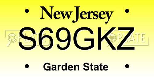 S69GKZ New Jersey License Plate