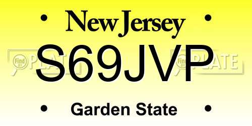 S69JVP New Jersey License Plate
