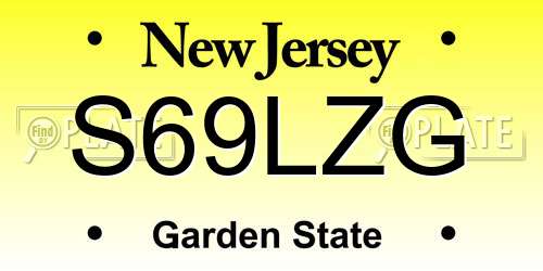 S69LZG New Jersey License Plate