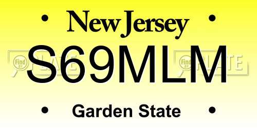 S69MLM New Jersey License Plate
