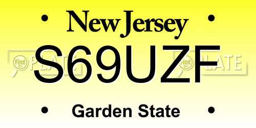 S69UZF New Jersey License Plate