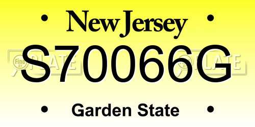 S70066G New Jersey License Plate
