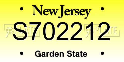 S702212 New Jersey License Plate