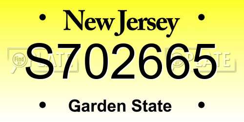S702665 New Jersey License Plate