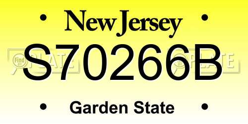 S70266B New Jersey License Plate