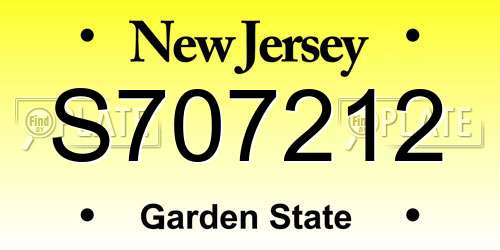 S707212 New Jersey License Plate