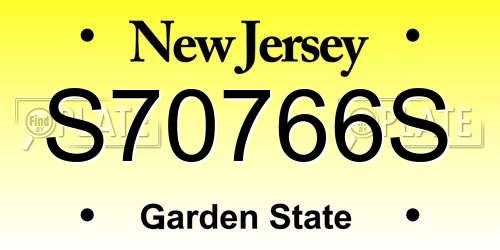 S70766S New Jersey License Plate