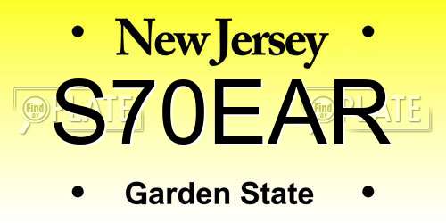 S70EAR New Jersey License Plate