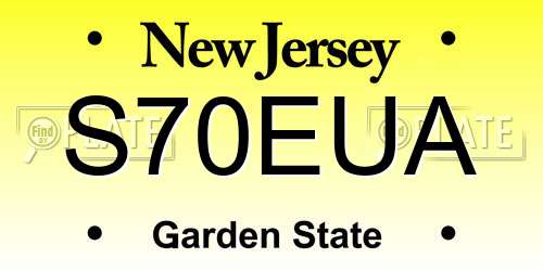 S70EUA New Jersey License Plate
