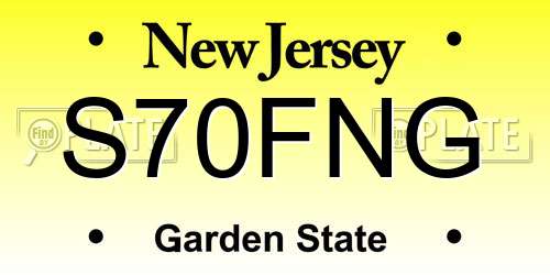 S70FNG New Jersey License Plate