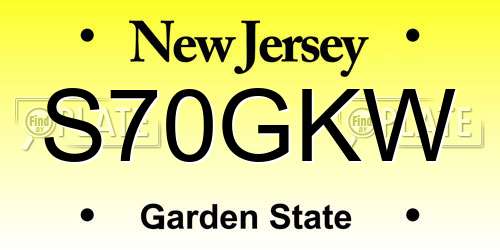 S70GKW New Jersey License Plate