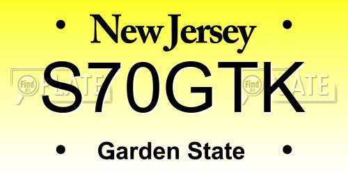 S70GTK New Jersey License Plate