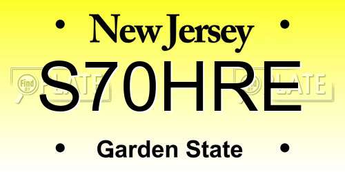 S70HRE New Jersey License Plate