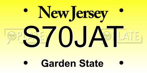S70JAT New Jersey License Plate