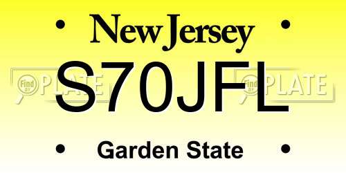 S70JFL New Jersey License Plate