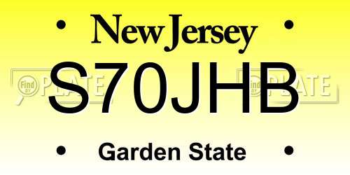 S70JHB New Jersey License Plate
