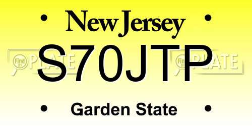 S70JTP New Jersey License Plate