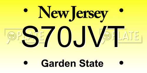 S70JVT New Jersey License Plate
