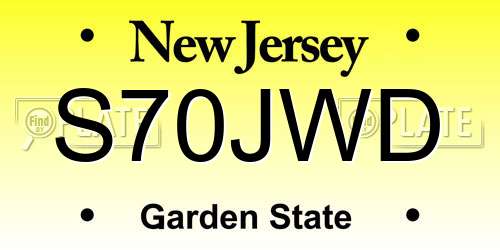 S70JWD New Jersey License Plate