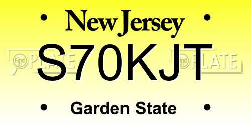 S70KJT New Jersey License Plate