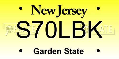 S70LBK New Jersey License Plate