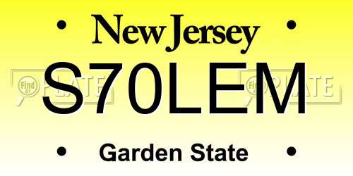 S70LEM New Jersey License Plate