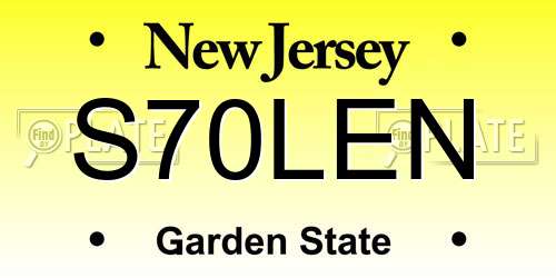 S70LEN New Jersey License Plate