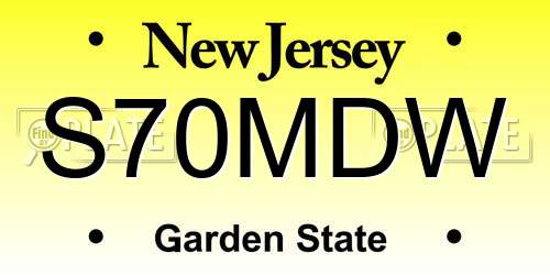 S70MDW New Jersey License Plate
