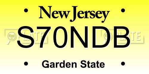 S70NDB New Jersey License Plate