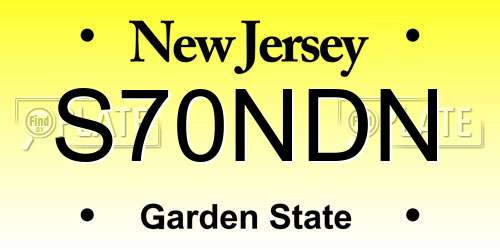 S70NDN New Jersey License Plate