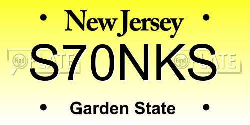 S70NKS New Jersey License Plate