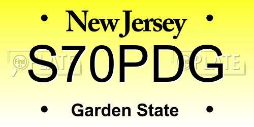 S70PDG New Jersey License Plate
