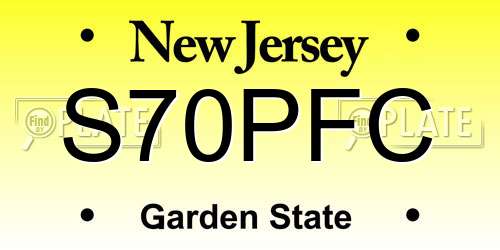 S70PFC New Jersey License Plate