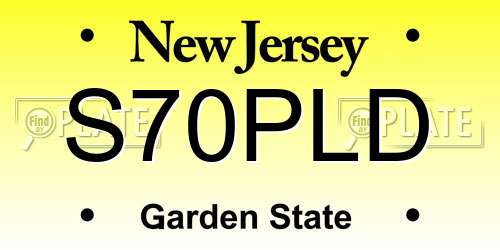 S70PLD New Jersey License Plate