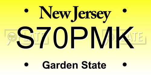 S70PMK New Jersey License Plate