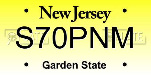 S70PNM New Jersey License Plate