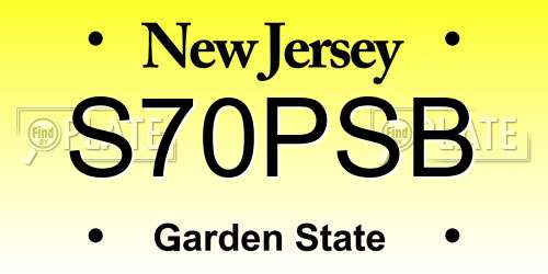 S70PSB New Jersey License Plate