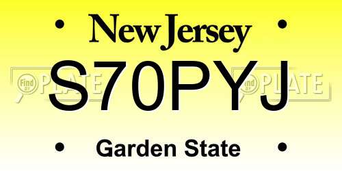 S70PYJ New Jersey License Plate