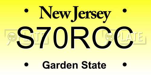 S70RCC New Jersey License Plate