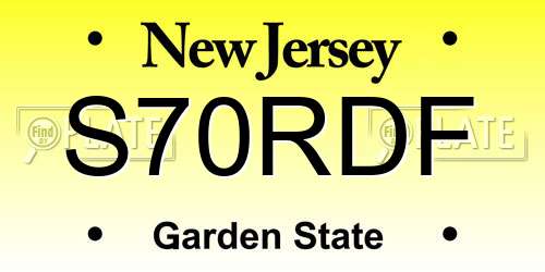 S70RDF New Jersey License Plate