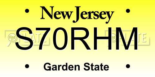 S70RHM New Jersey License Plate