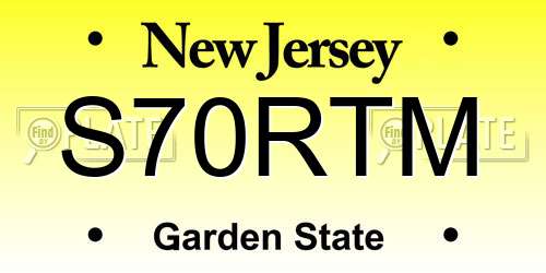 S70RTM New Jersey License Plate