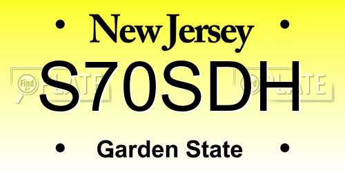 S70SDH New Jersey License Plate