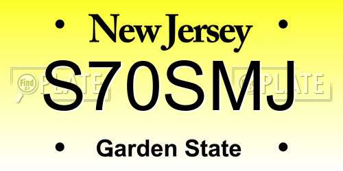 S70SMJ New Jersey License Plate