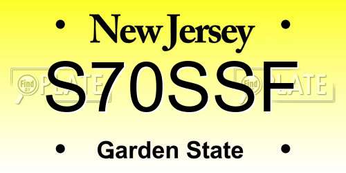 S70SSF New Jersey License Plate